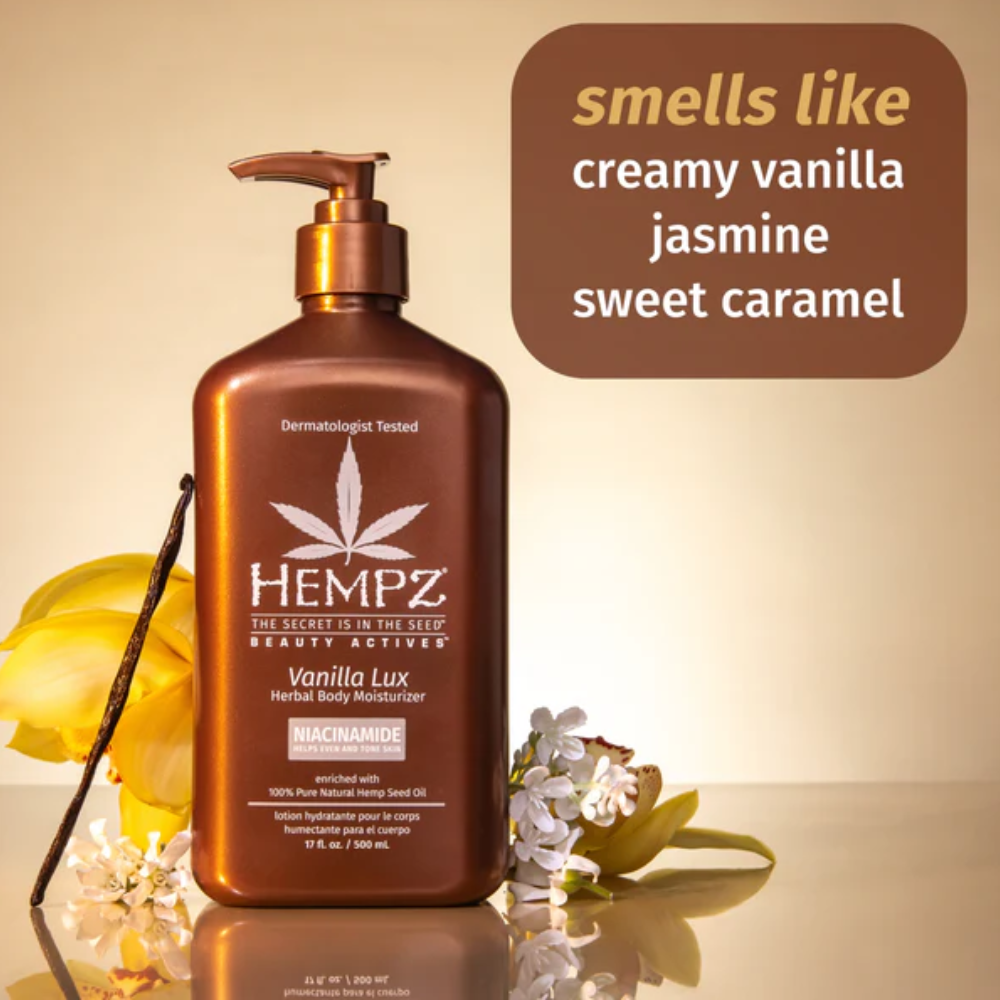 HEMPZ Vanilla Lux Herbal Body Moisturizer 500ml - Молочко для тіла з ніацинамідом "Ваніль Люкс" - фото №1 HEMPZ Vanilla Lux Herbal Body Moisturizer 500ml - Молочко для тіла з ніацинамідом "Ваніль Люкс" - фото №1